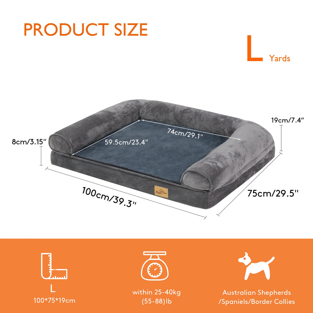 Dog Bed Cushion with Removable Washable Cover Soft Sponge Foam