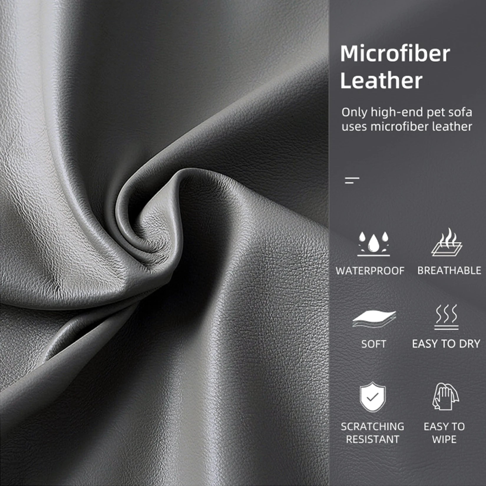 M-XXL Orthopedic Dog Calming Removable Cover Bed Bolster Microfiber Leather