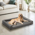 M-XXL Orthopedic Dog Calming Removable Cover Bed Bolster Microfiber Leather