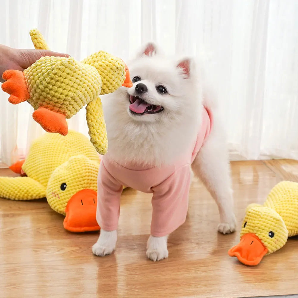 Stuffed Calming Duck Dog Toy with Quacking Sound