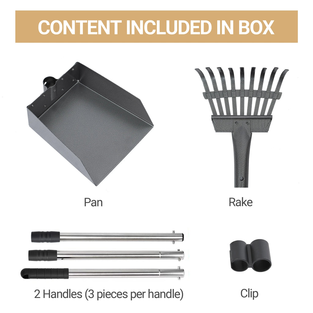 Dog Pooper Stainless Long Adjustable Handles Scooper and Tray