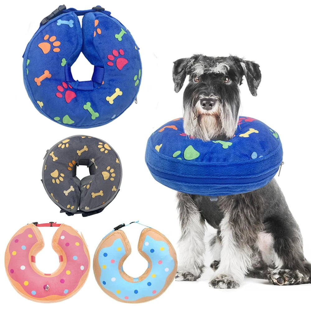 Soft Inflatable Dog Collar Post-Surgery Recovery Donut, Stops Licking Wounds