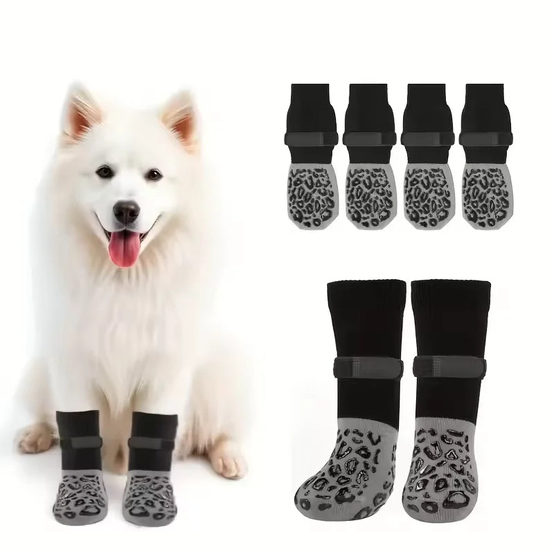 4pcs Waterproof Paw Anti-Slip Boots with Traction Socks for Injured Dogs
