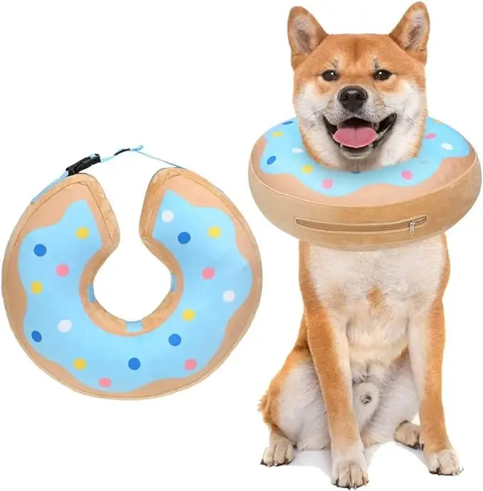 Soft Inflatable Dog Collar Post-Surgery Recovery Donut, Stops Licking Wounds
