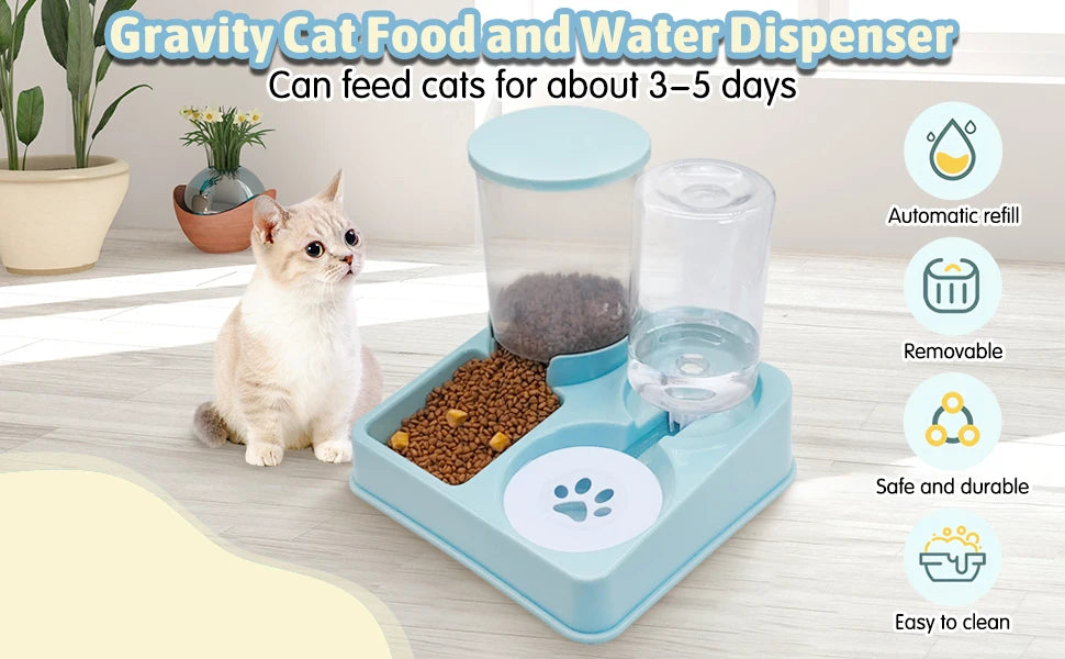 Automatic Pet Feeder Water Dispenser Set, 2 In 1