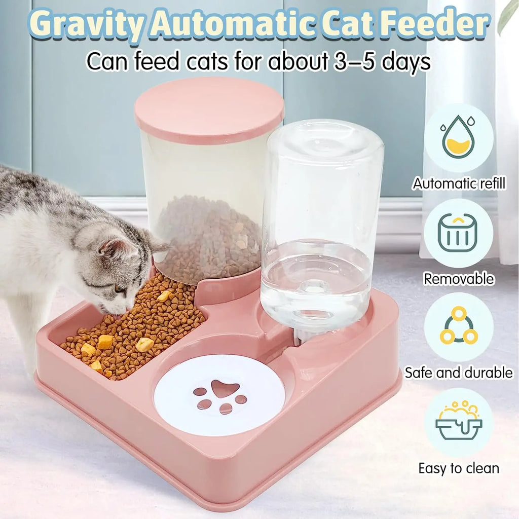 Automatic Pet Feeder Water Dispenser Set, 2 In 1