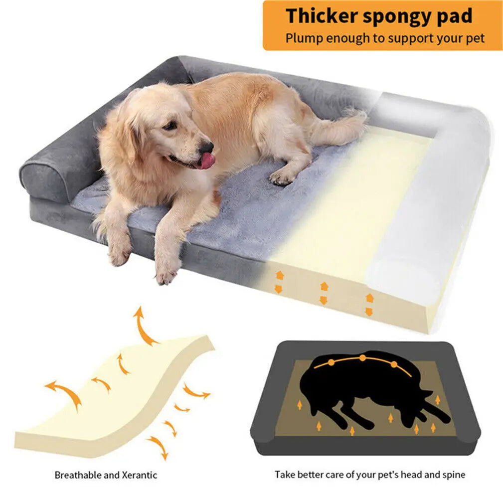 Dog Bed Cushion with Removable Washable Cover Soft Sponge Foam